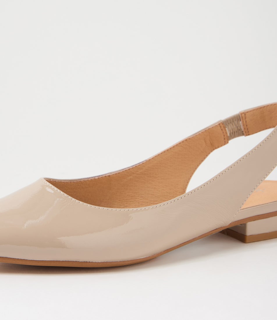 Dyani Taupe Patent Leather Flat Shoes