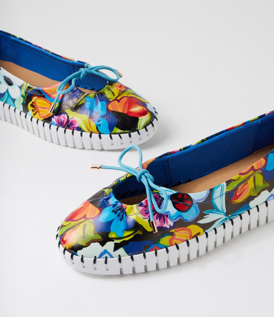 Halimas Flower Power White Leather Ballet Flats