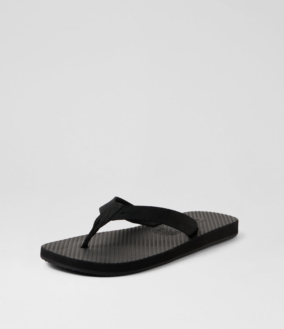 Ollee Black Fabric Thongs