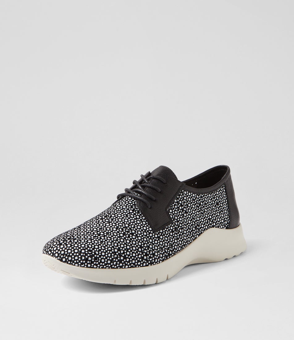 Provence Xw Black White Print Leather Sneakers