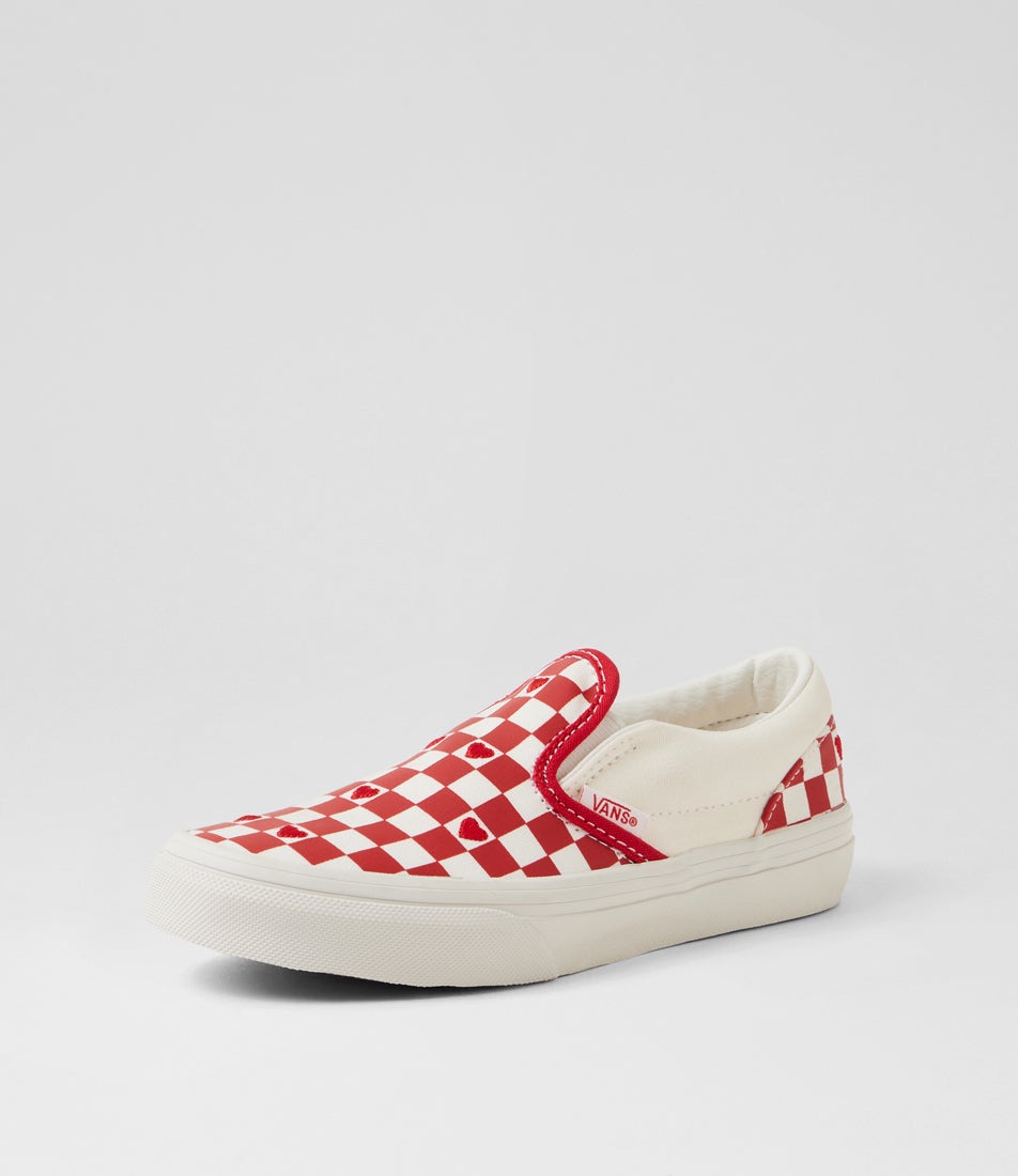 Classic Slip On Junior Valentine Red White Canvas Sneakers