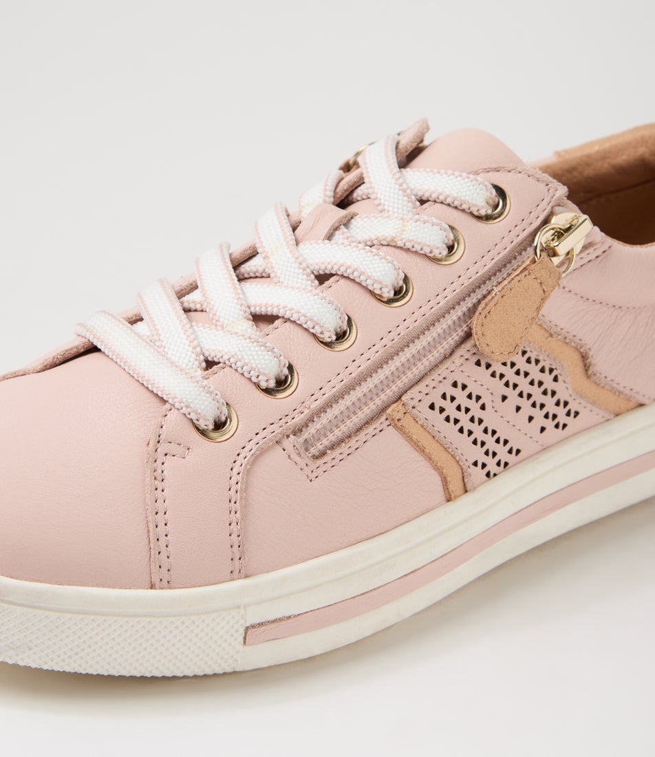 Emillio Dusty Pink Rose Gold Leather Suede Sneakers