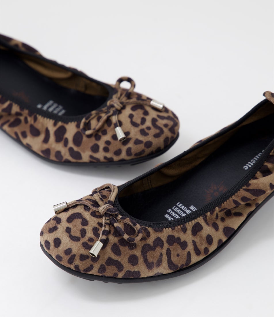 Belin Taupe Leopard Suede Ballet Flats