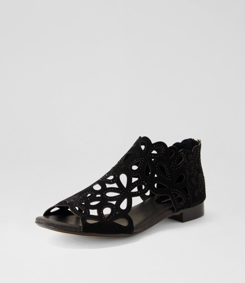 Preest Black Suede Sandals