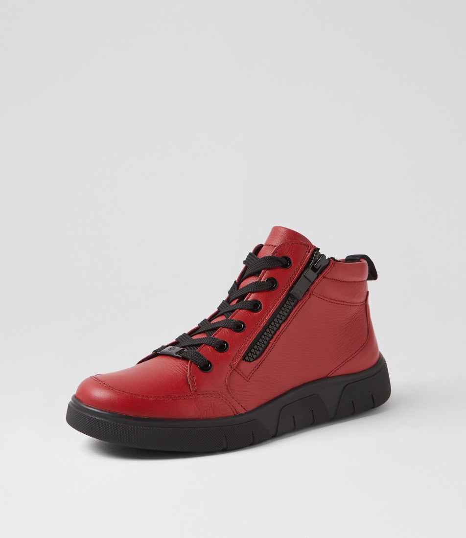 Rom Sport 53 Chilli Red Leather Ankle Boots