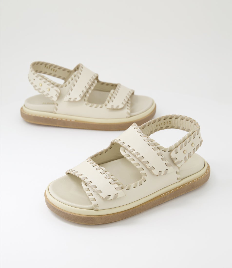 Barrel Stone Beige Leather Sandals