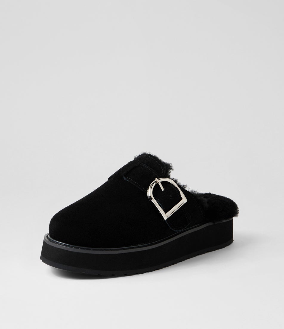 Adison Black Suede Slippers