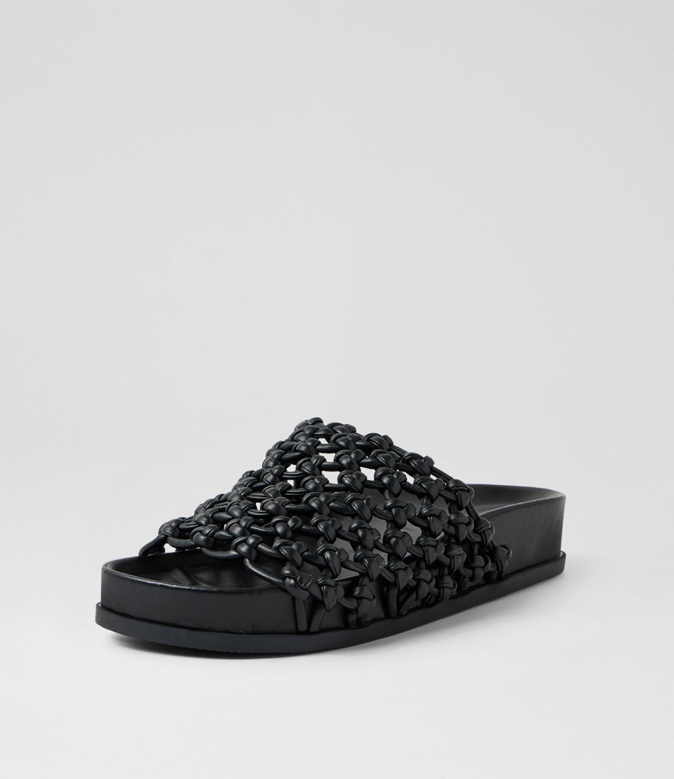 Carila Black Leather Slides
