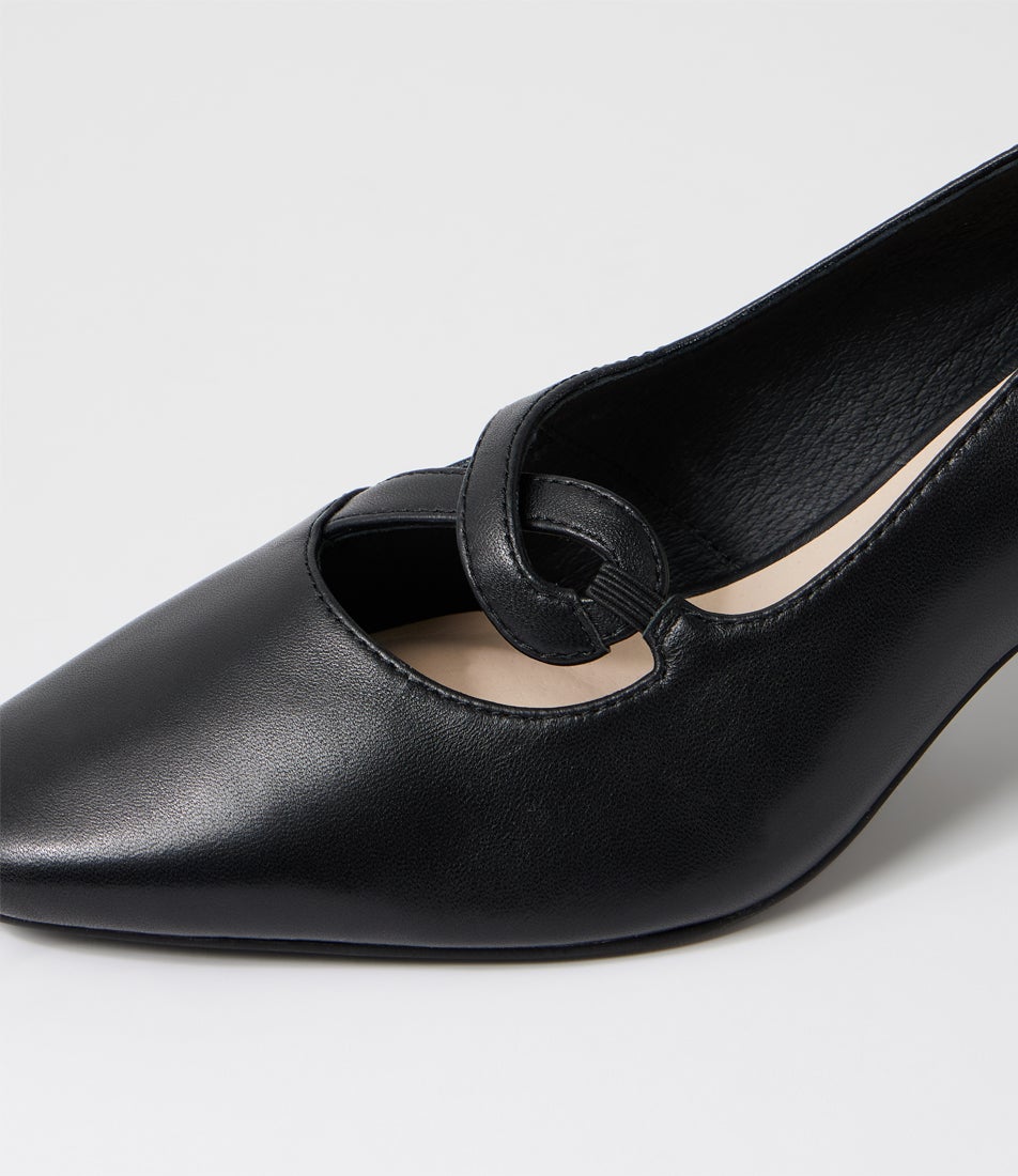 Mayian Black Leather Heels