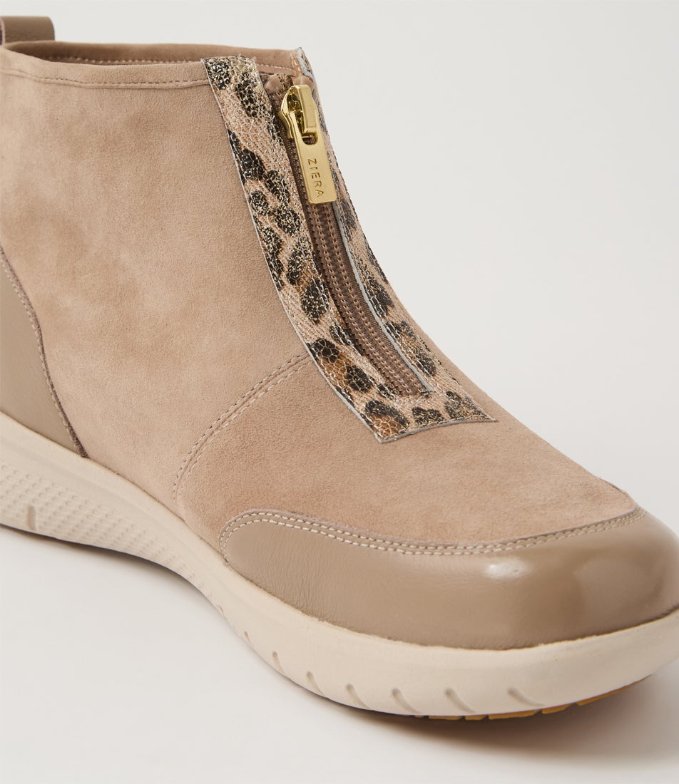 Saren Xf Taupe Gold Leopard Multi Ankle Boots