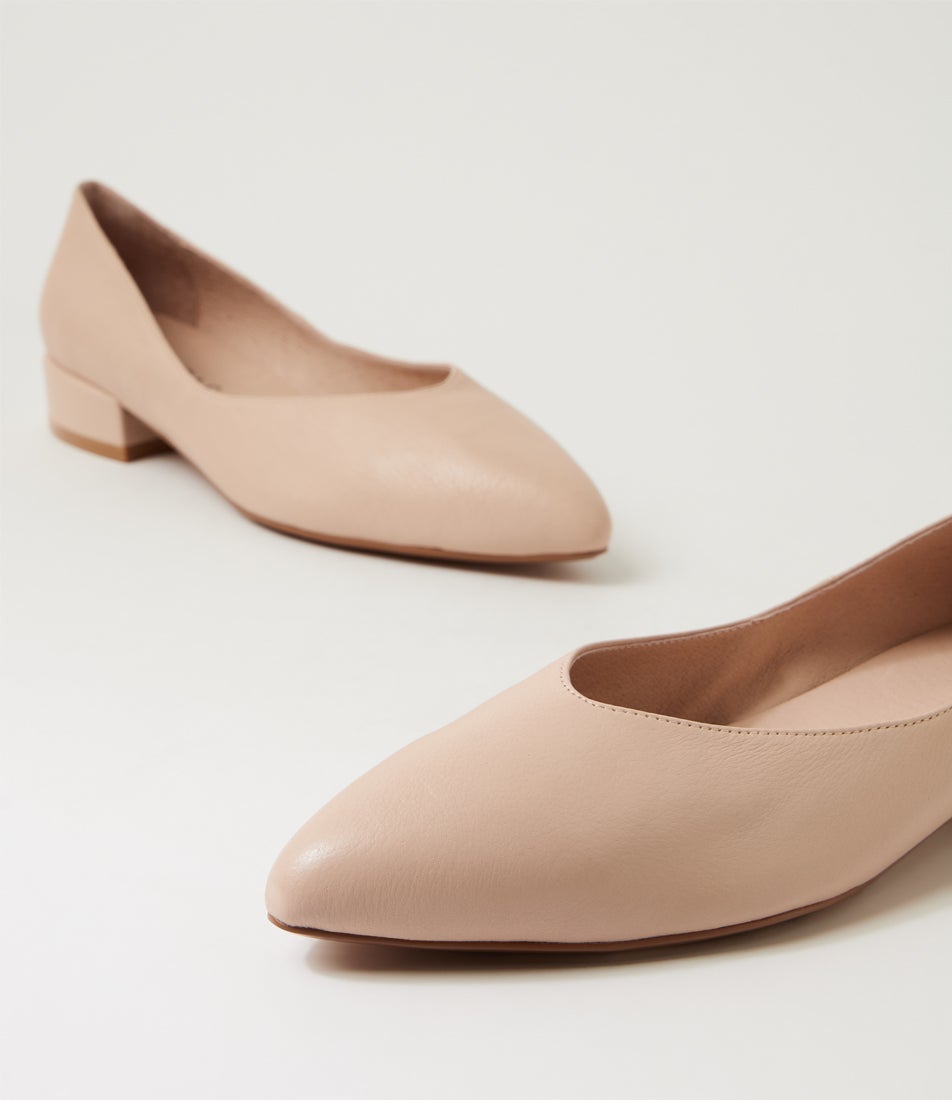 Eneska Nude Leather Flat Shoes
