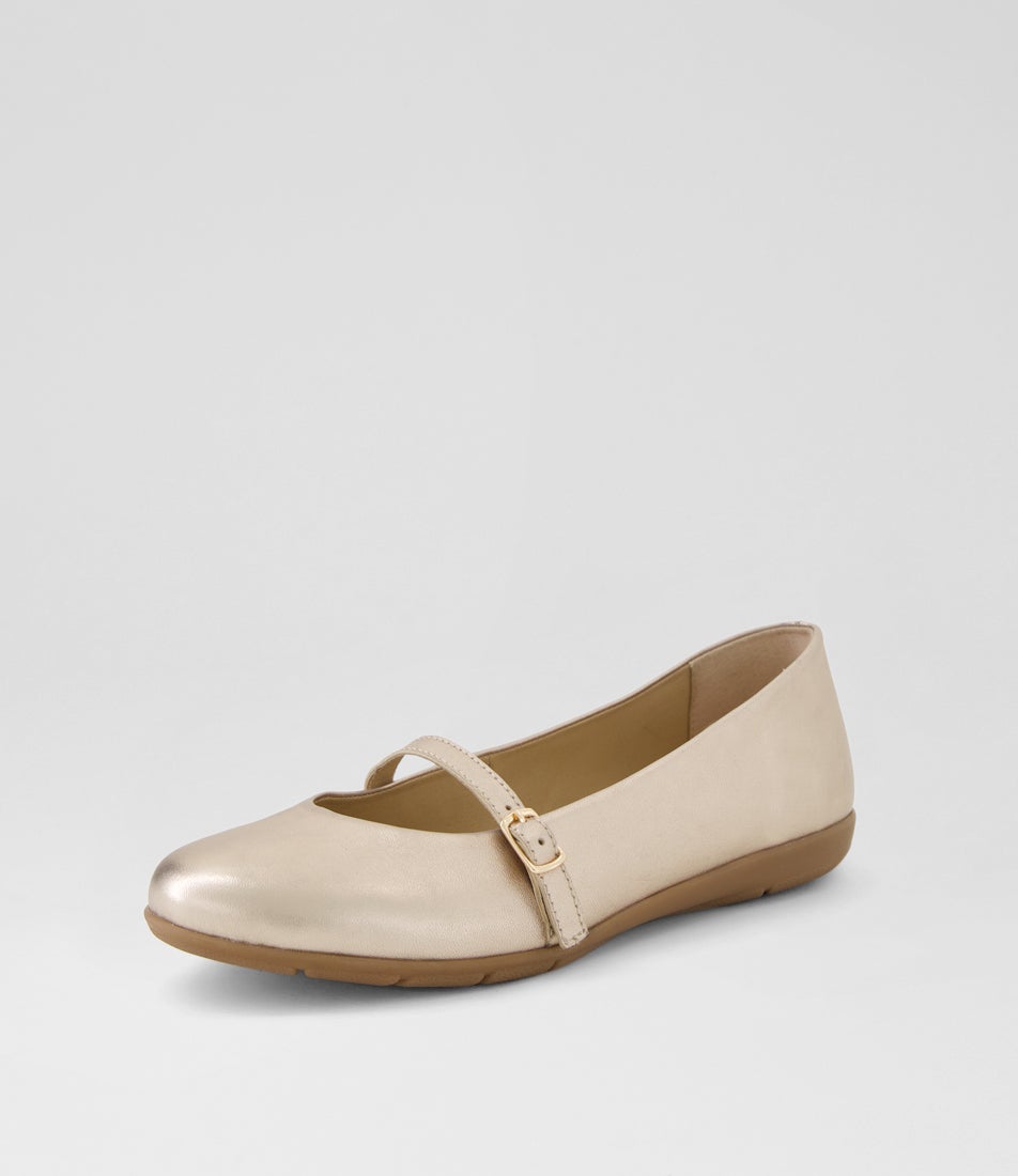 Hillie Champagne Leather Flat Shoes