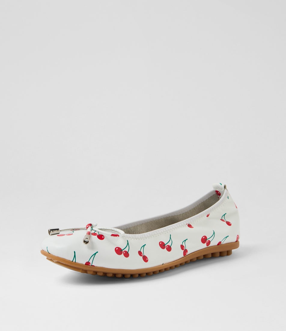 Belin Cherry Print Leather Ballet Flats