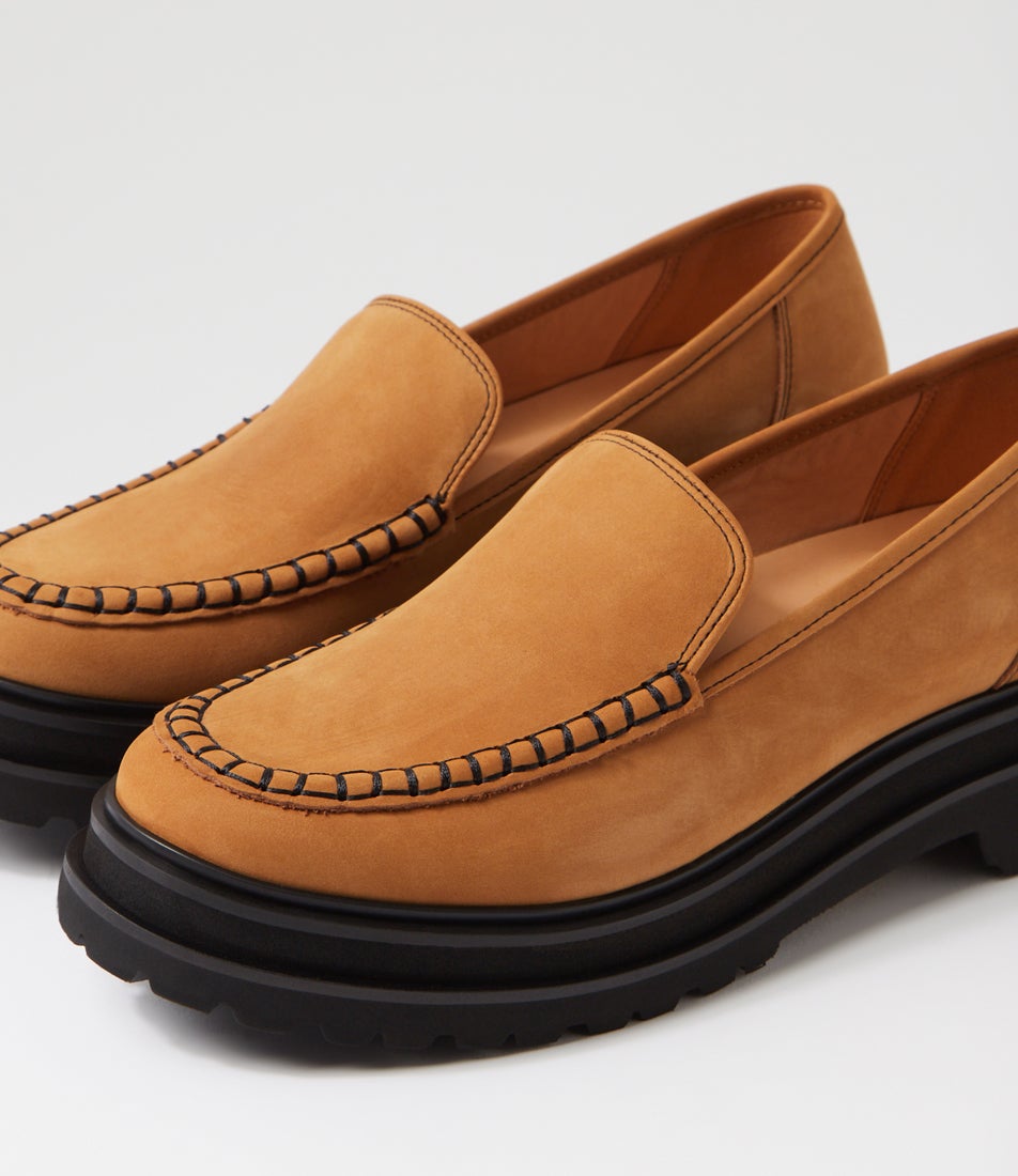 Loafer Step Moccasian Chestnut Nubuck Flat Shoes