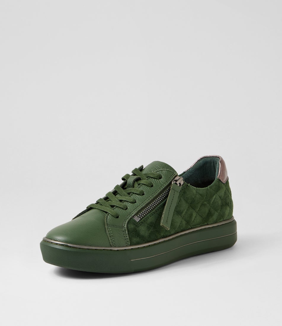 Kozie W Olive Leather Suede Sneakers