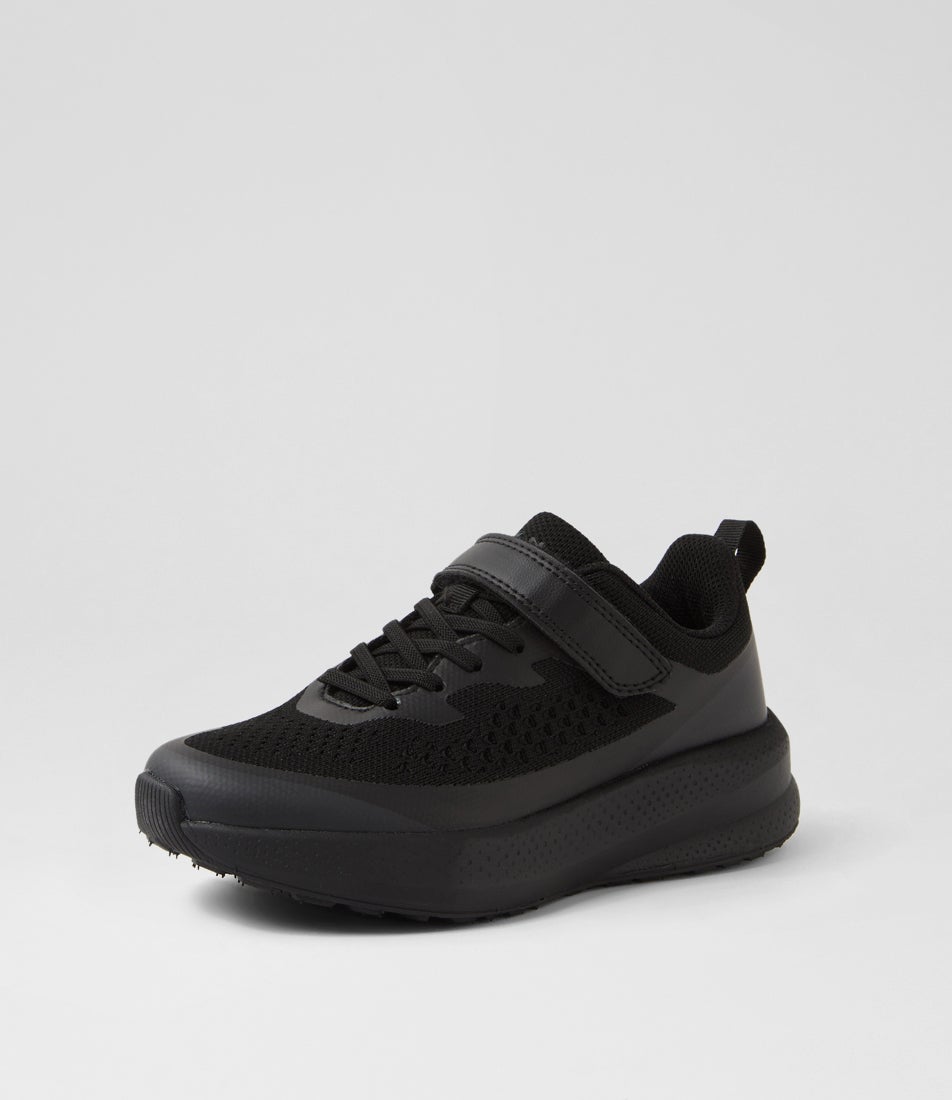 Burst Junior B Adjustable Black Knit Sneakers