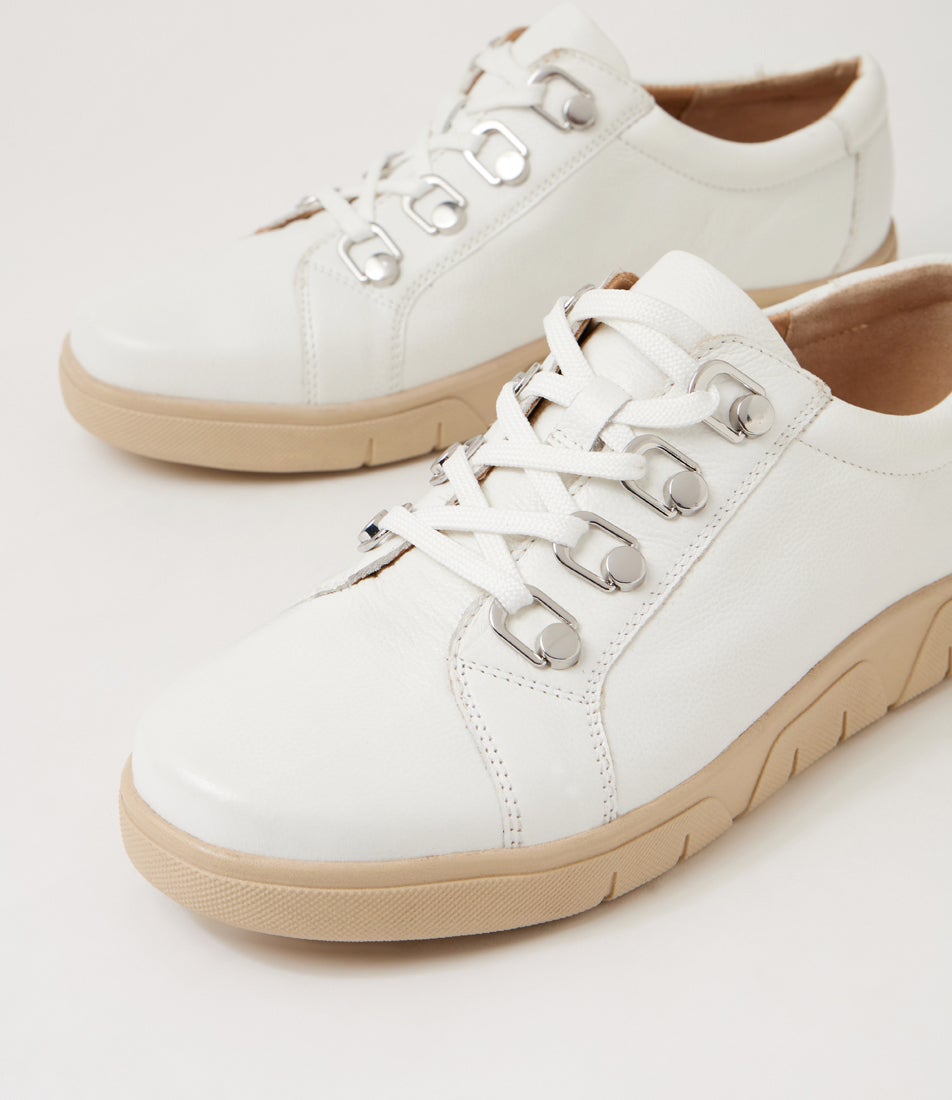 Theas D White Almond Leather Sneakers Theas D White Almond Leather Sneakers