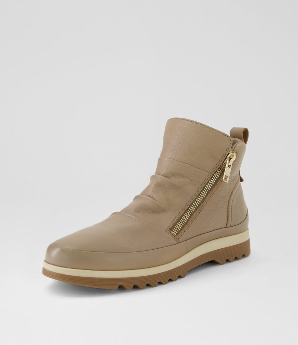 Karols Fawn Leather Ankle Boots