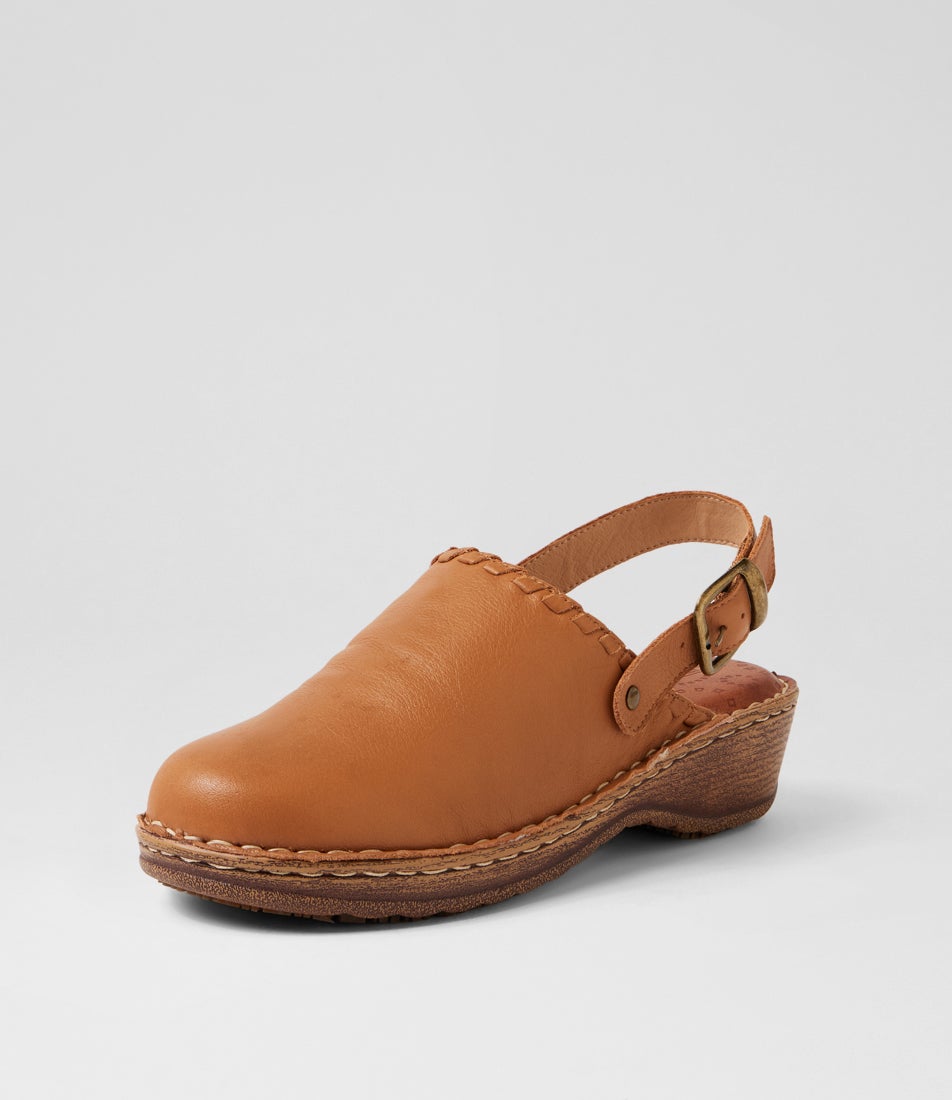 Nolana Dark Tan Leather Heels