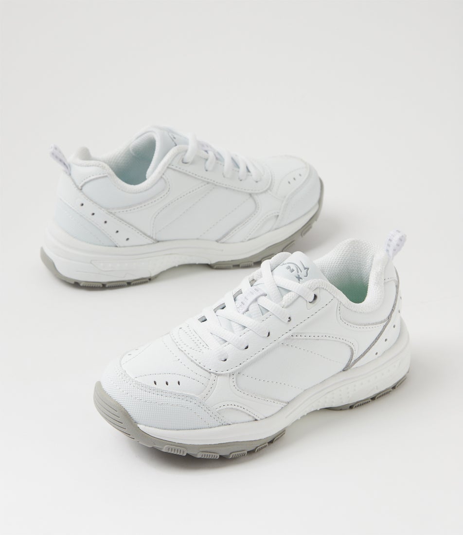 Elite Jnr E Lace White Leather Sneakers