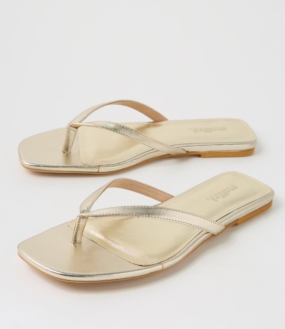 Reille Gold Leather Thongs