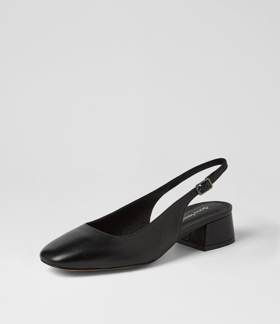 Mamia Black Leather Heels