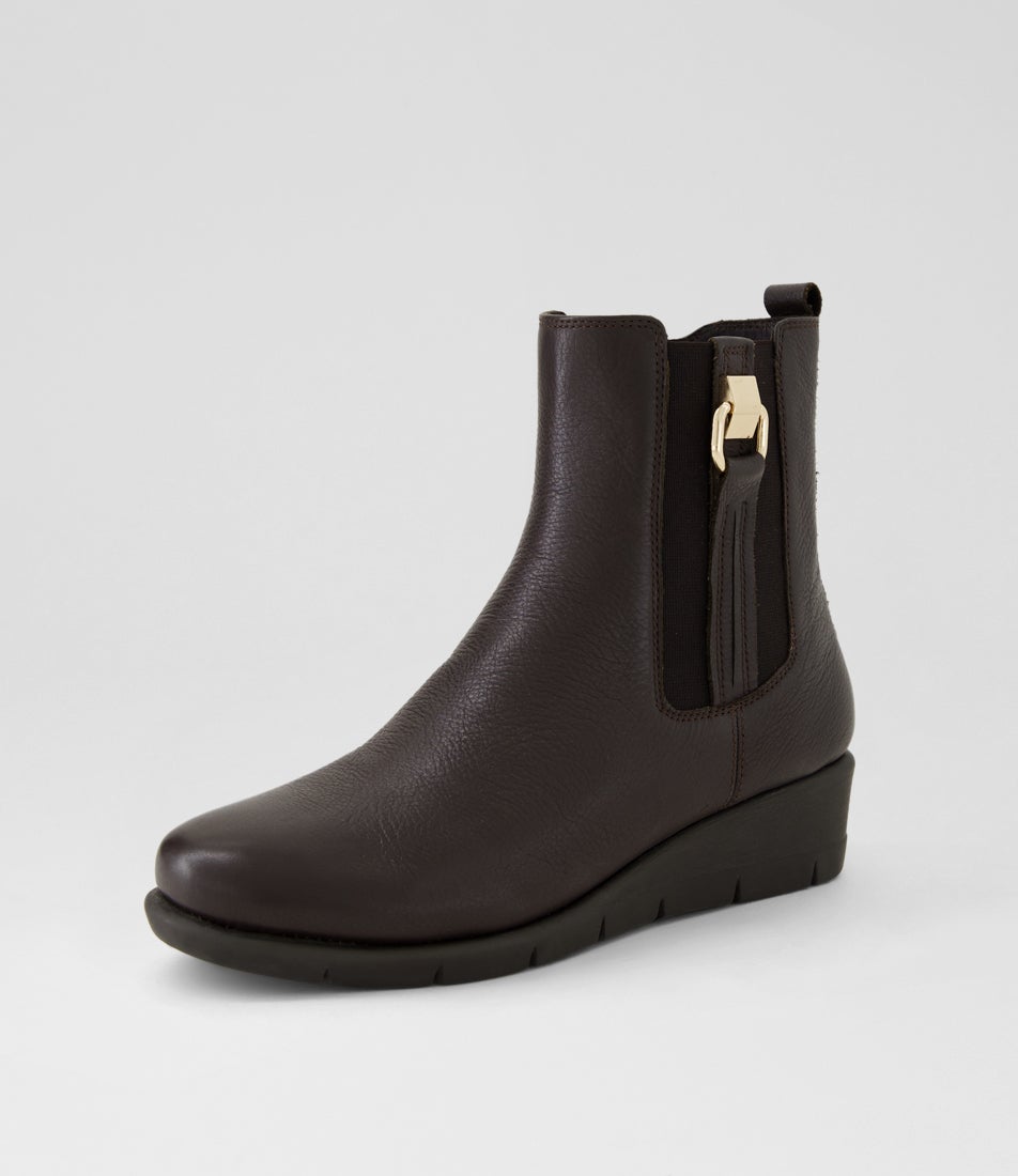 Mayia Dark Brown Leather Ankle Boots
