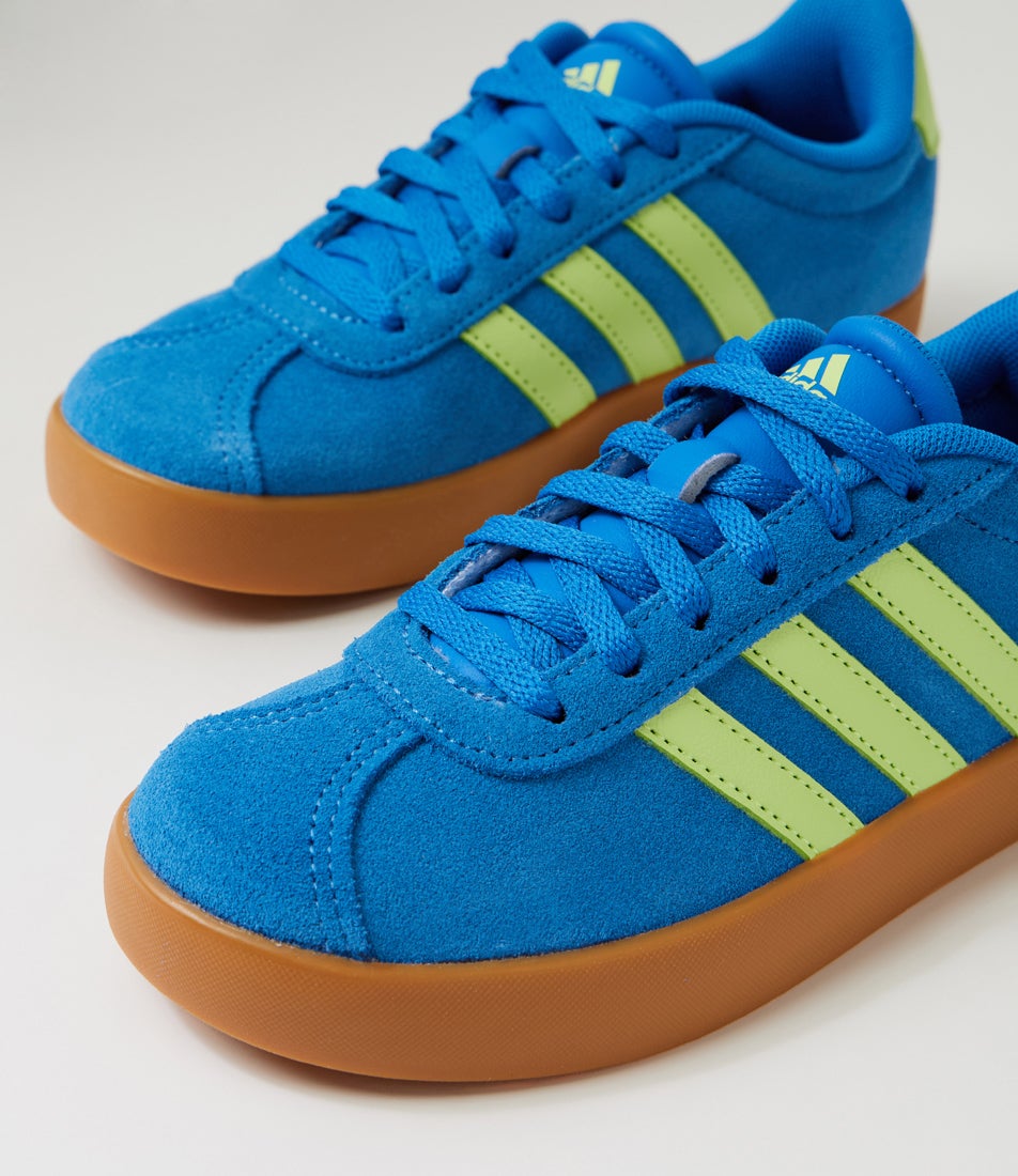 Vl Court 3 Junior Bright Royal Pulse Lime Gum Fabric Sneakers