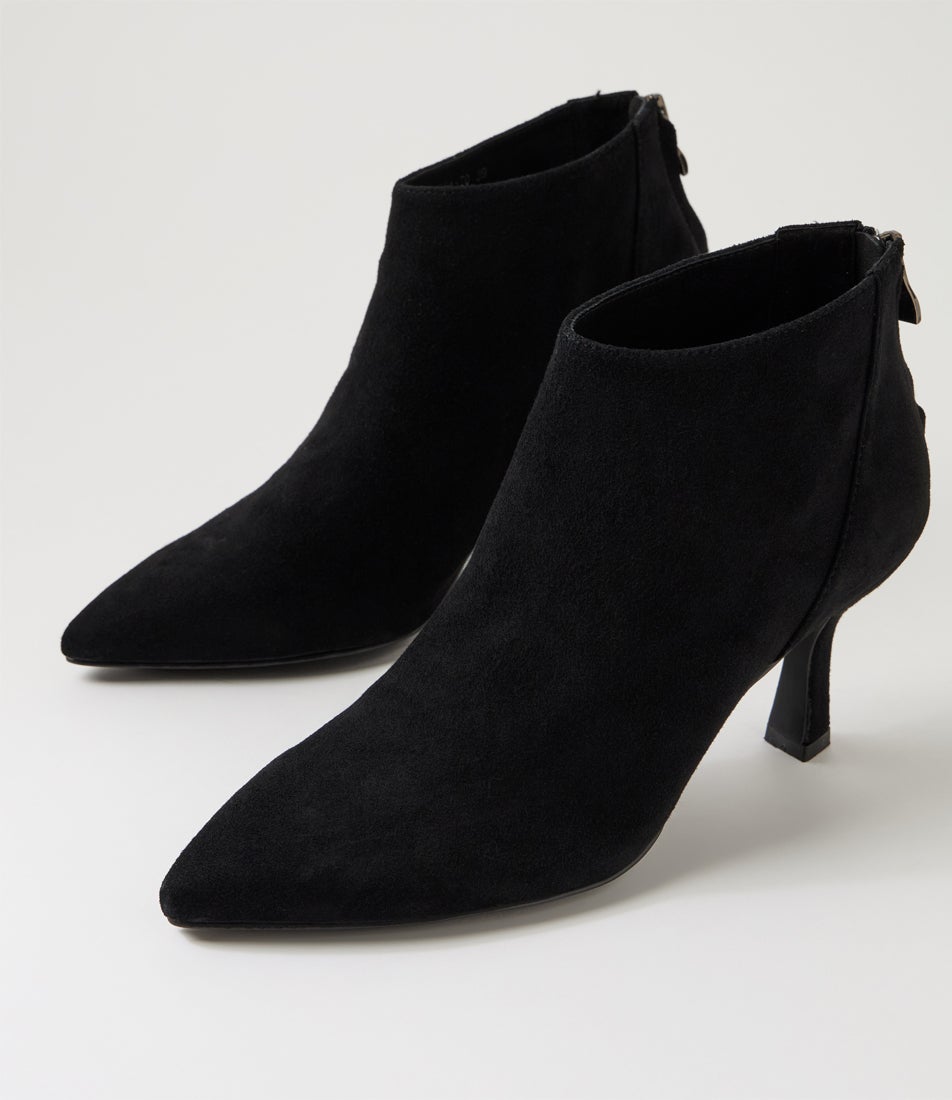 Lara Black Suede Ankle Boots