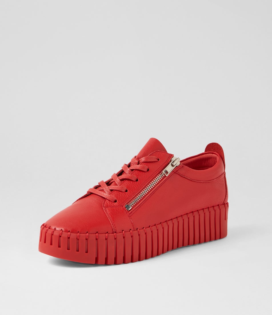 Bump Red Leather Sneakers
