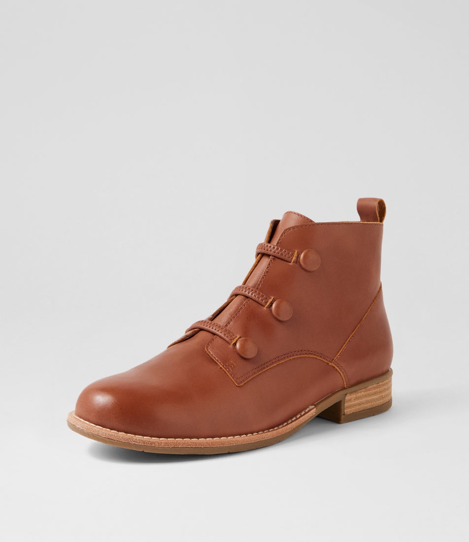 Chillsy New Cognac Leather Ankle Boots