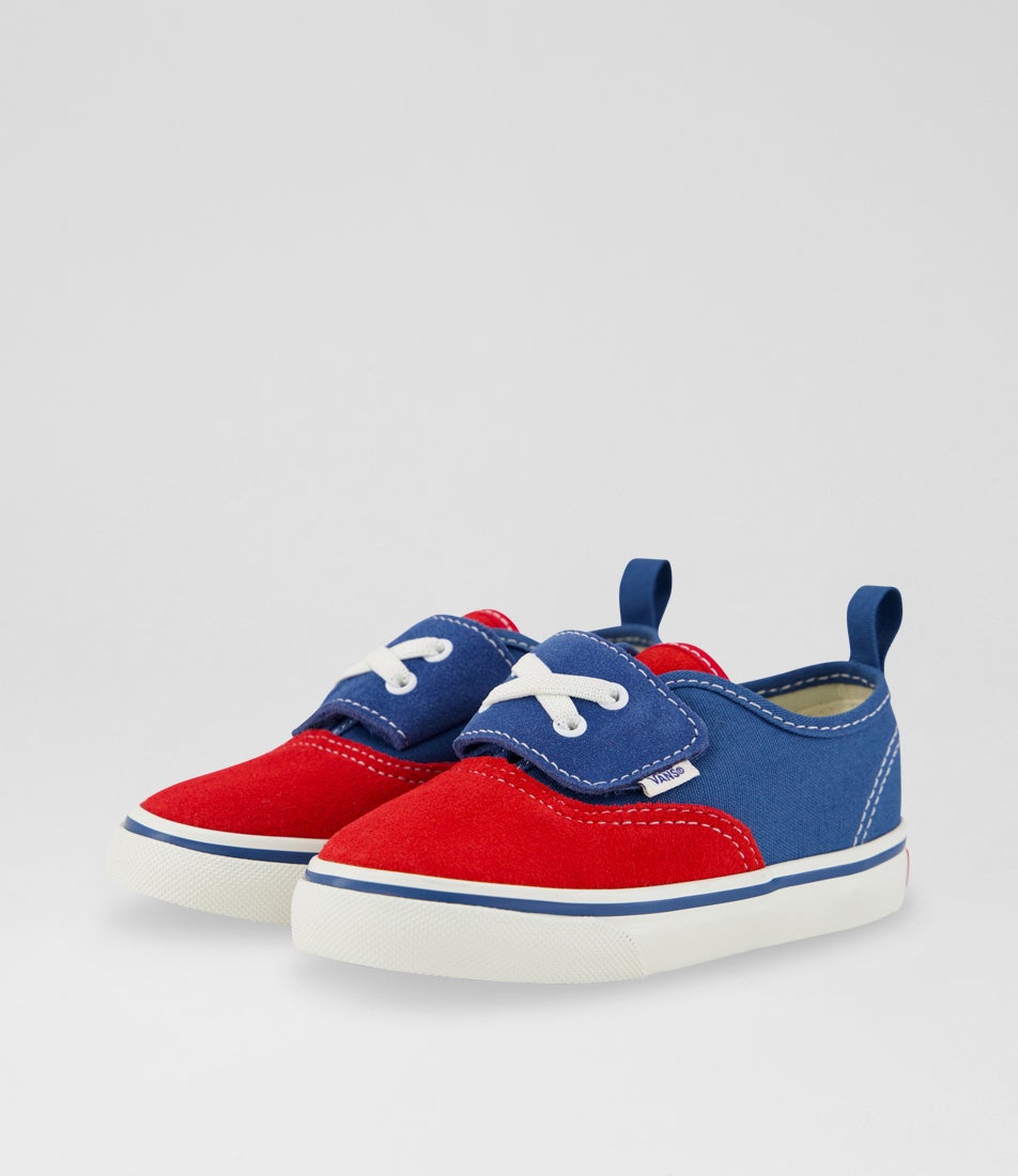 Authentic Elastic Toddler Primary Racing Red Suede Sneakers