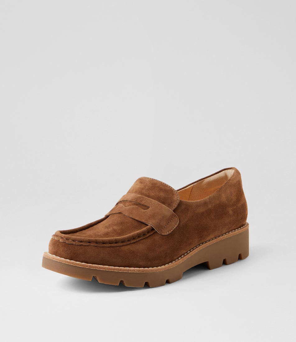Dorte Nutmeg Light Choc Suede Loafers