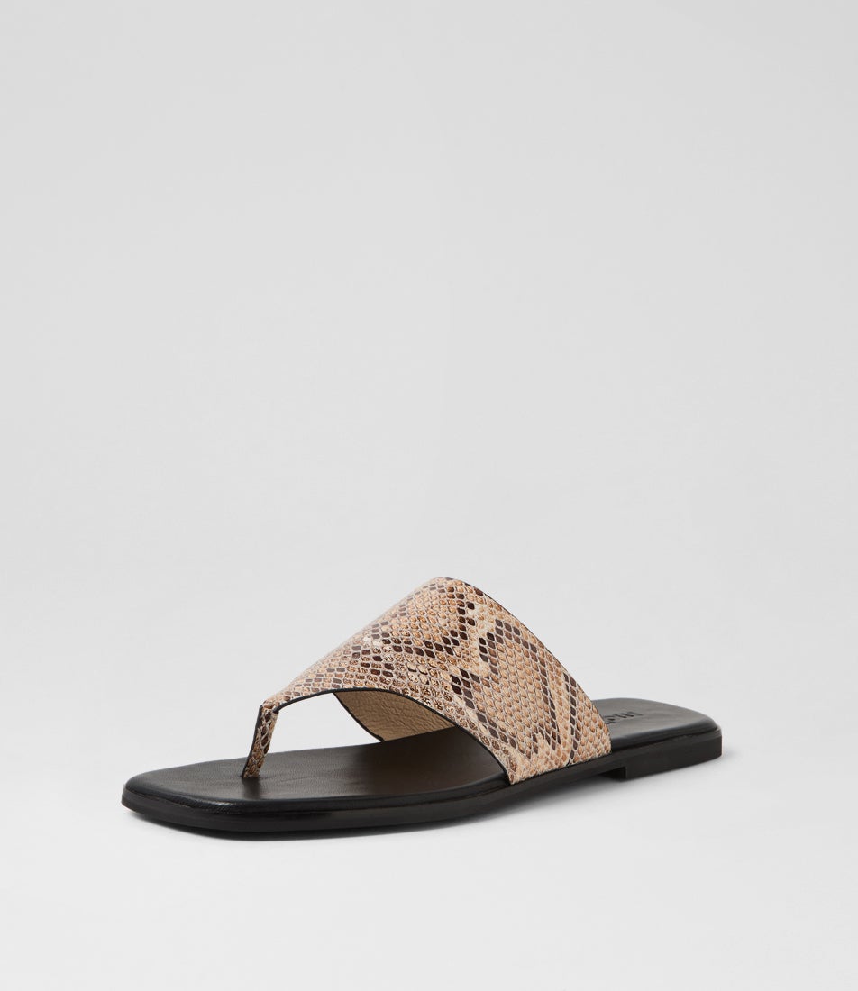 Amii Nude Snake Leather Sandals