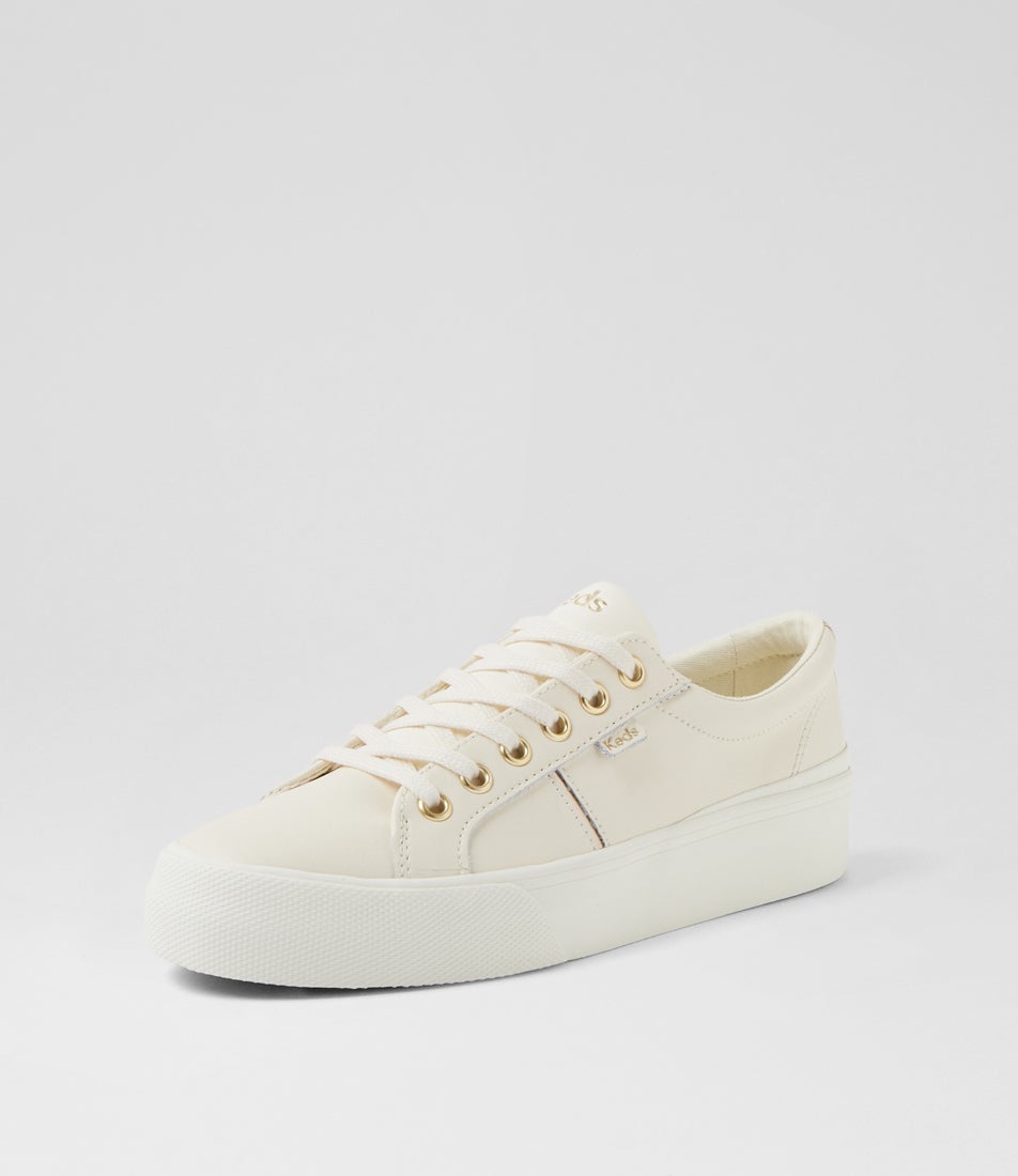 Jump Kick Duo Leather Cream Gold Canvas Sneakers Jump Kick Duo Leather Cream Gold Canvas Sneakers
