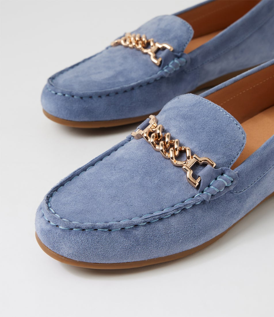 Eroll Soft Blue Suede Flat Shoes