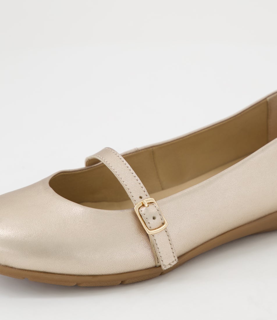 Hillie Champagne Leather Flat Shoes