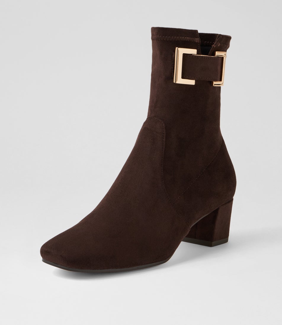 Hariss Choc Stretch Microsuede Ankle Boots