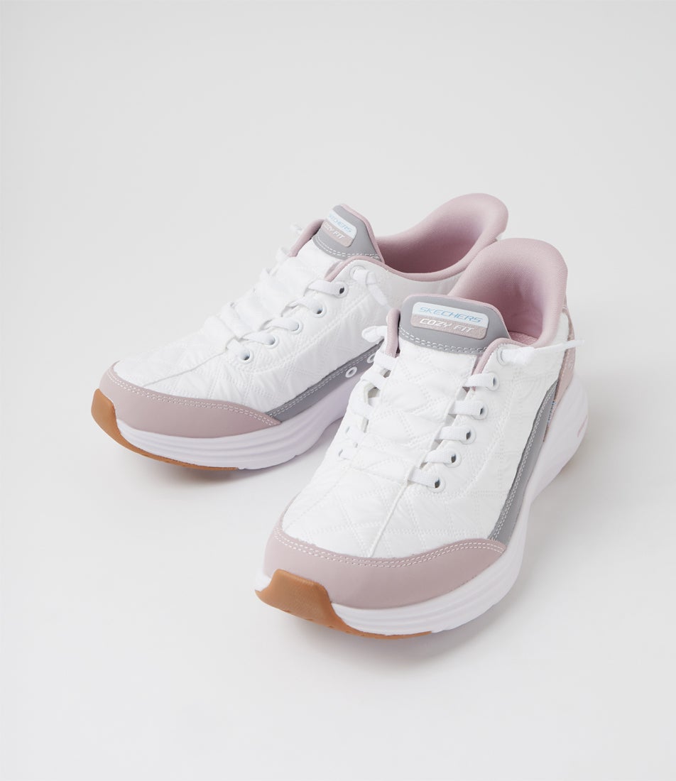 Cozy Fit White Lavender Fabric Sneakers