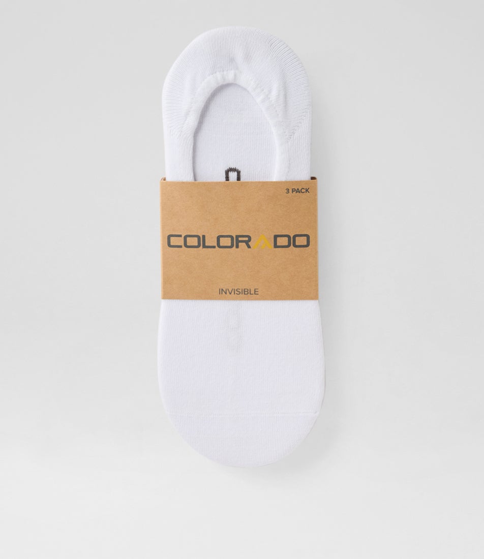 3pk Invisible Plain White Cotton Socks