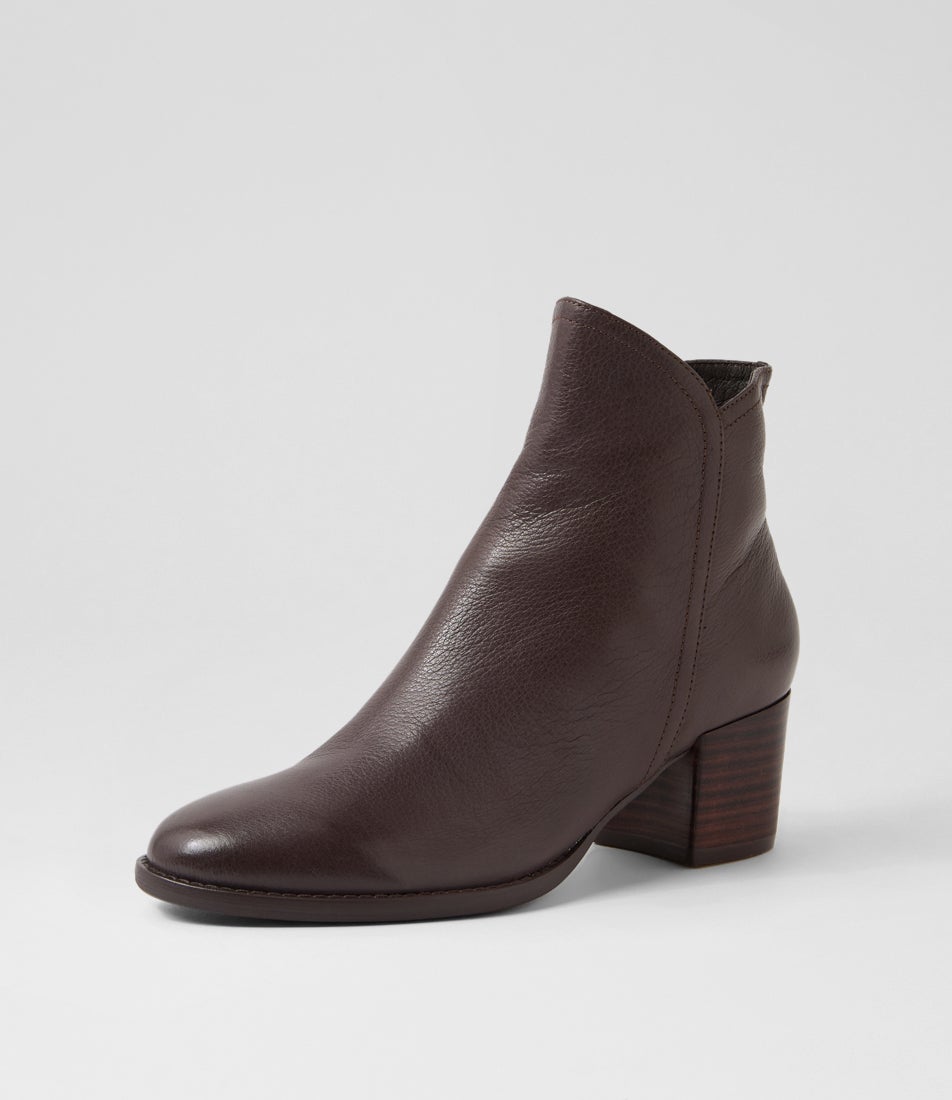 Mocker Dark Brown Leather Ankle Boots Mocker Dark Brown Leather Ankle Boots