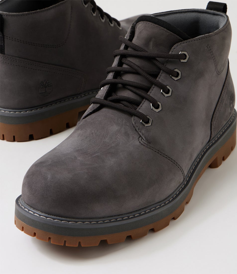 Britton Road Chukka Wp Dark Grey Leather Lace Up Boots