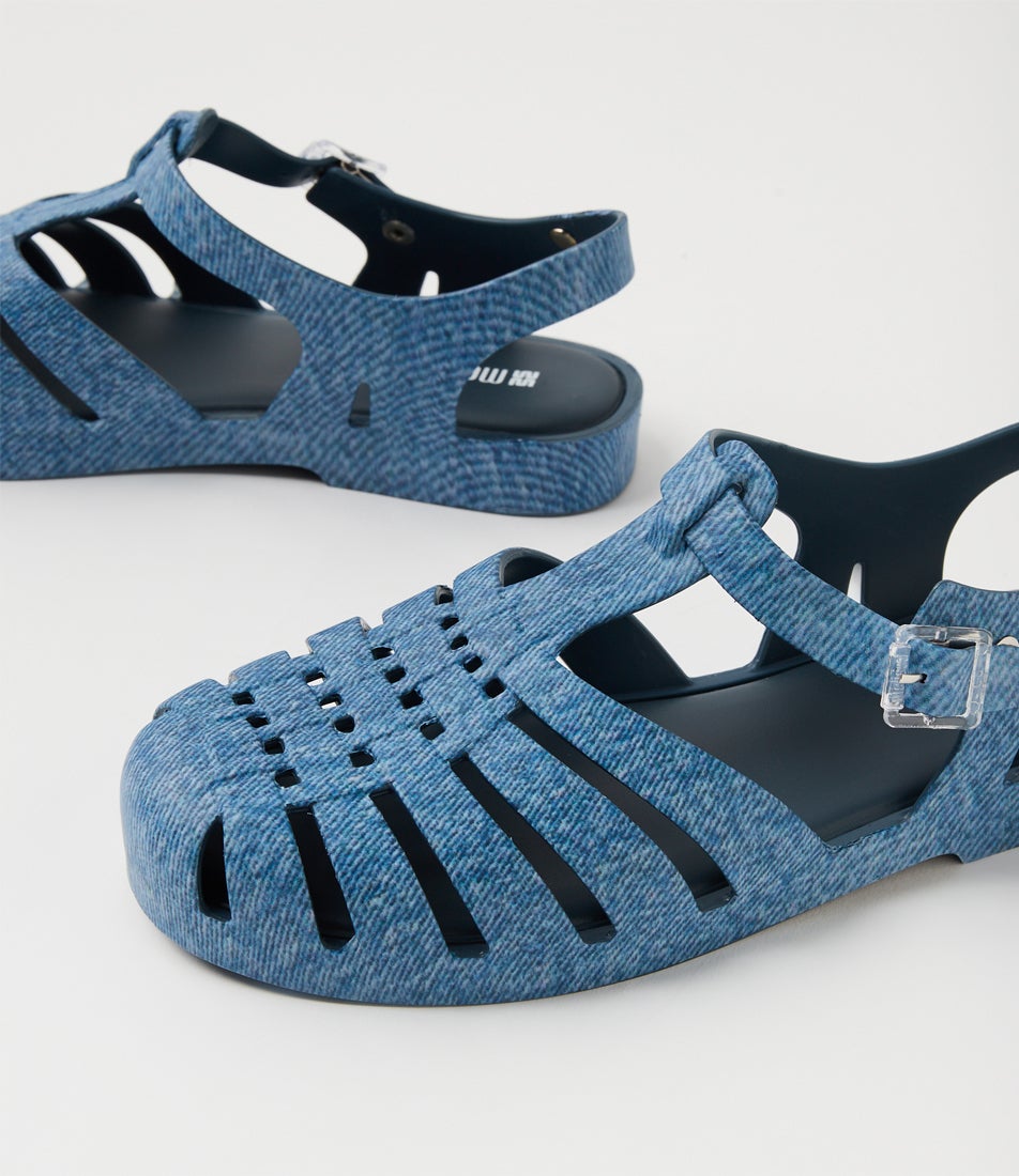 Melissa Possession Print Ad Denim Pvc Flat Shoes