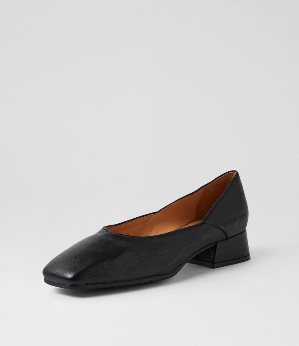 Shanices Black Leather Ballet Flats
