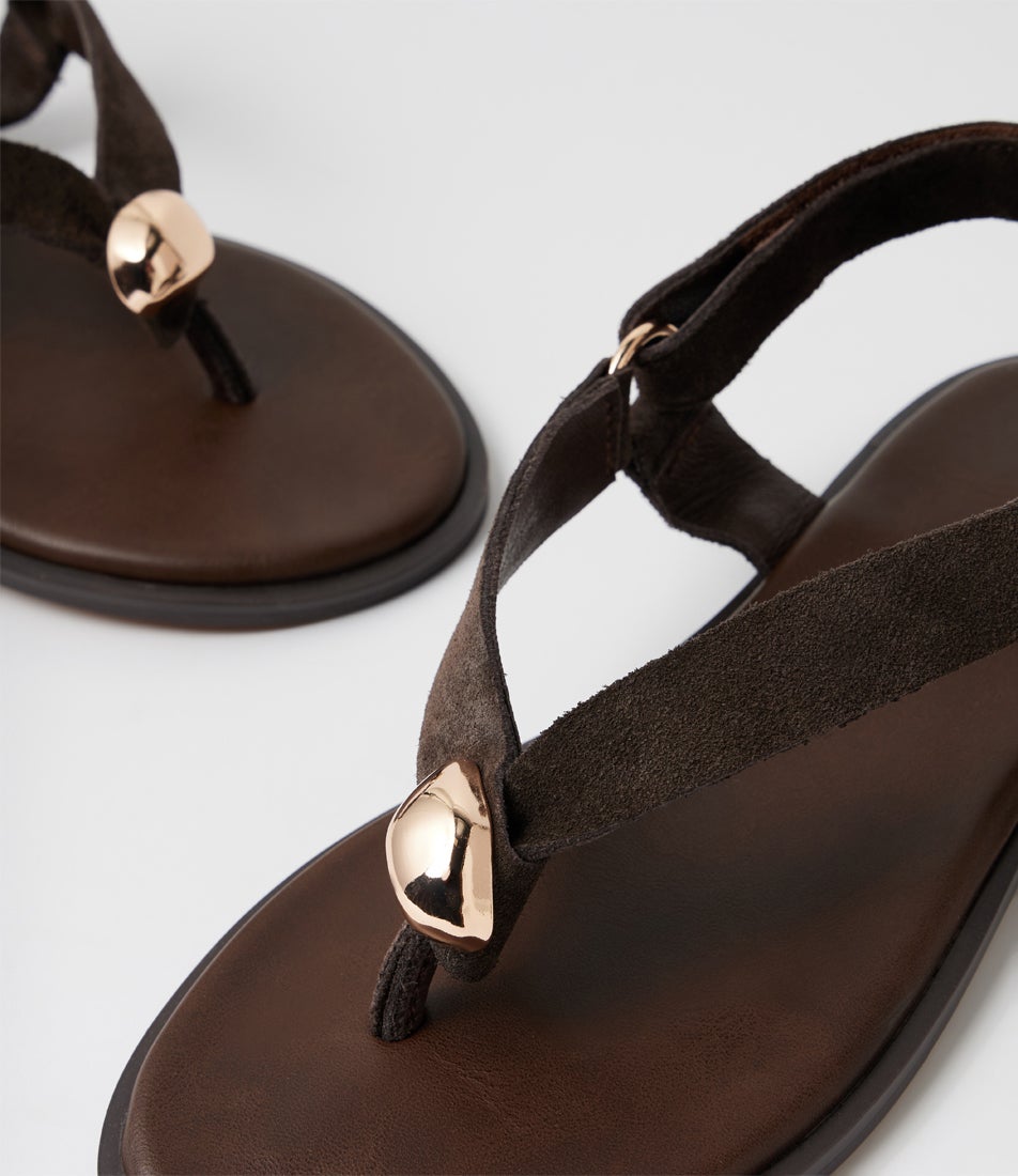 Emblem Brown Suede Thongs