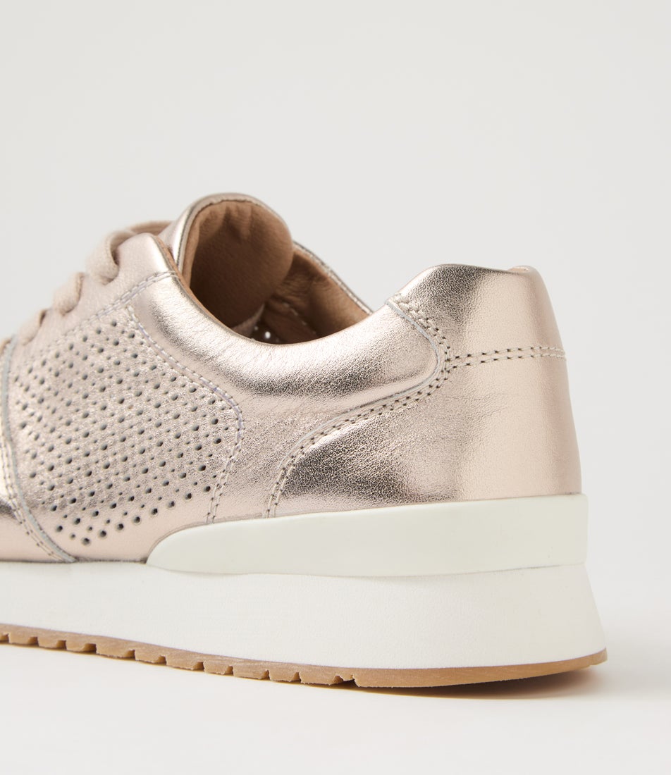 Intro Pale Gold Shrunken Leather Sneakers