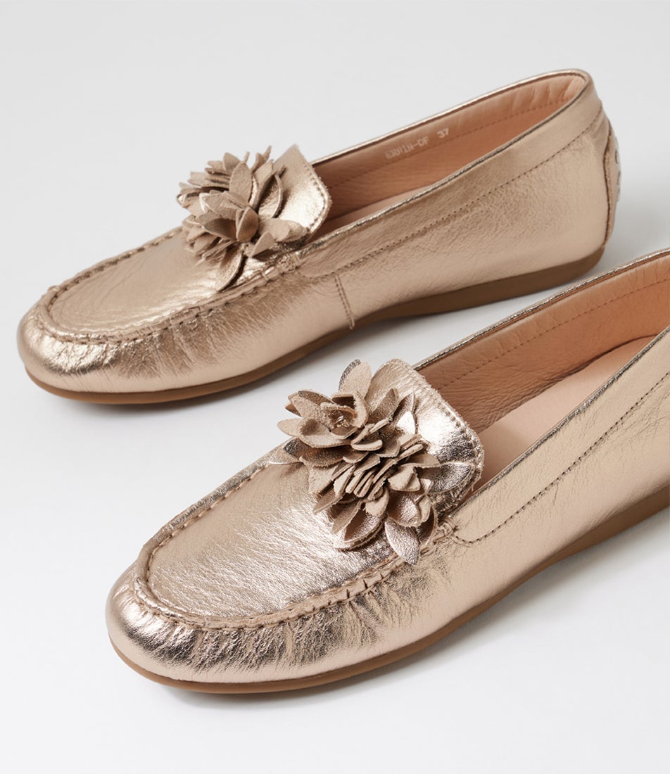 Errin Champagne Leather Flat Shoes