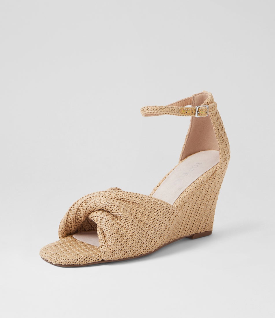 Kotio Camel Synthetic Raffia Sandals