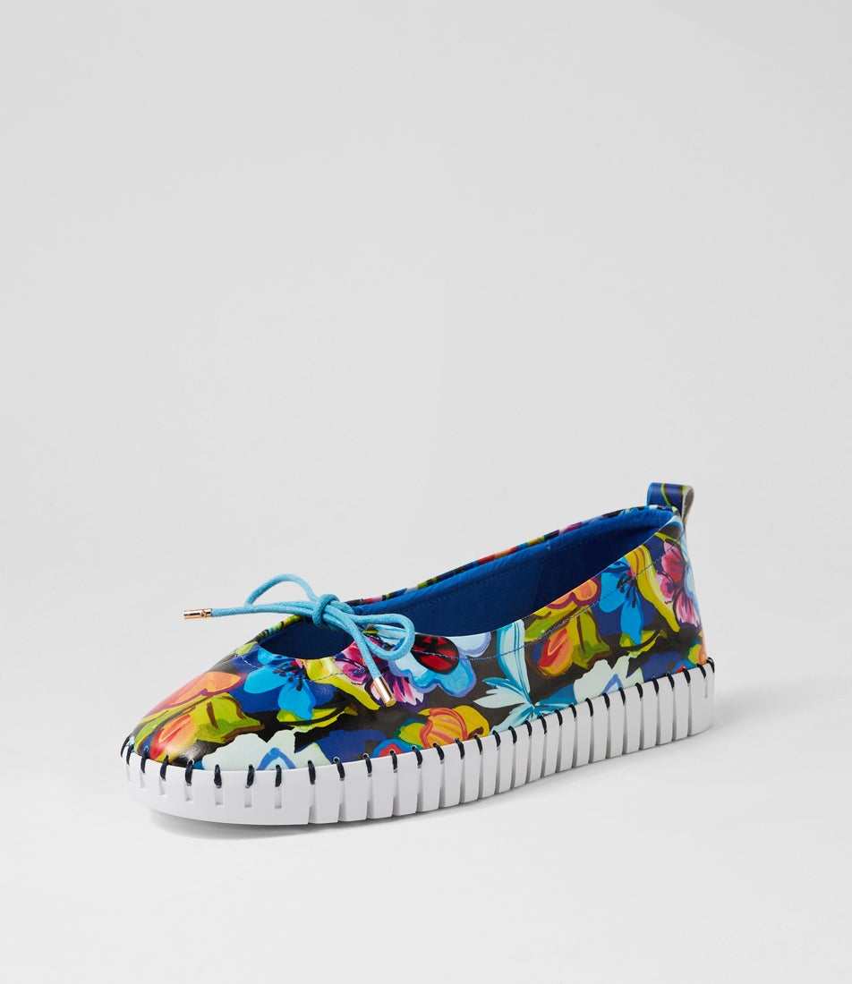 Halimas Flower Power White Leather Ballet Flats