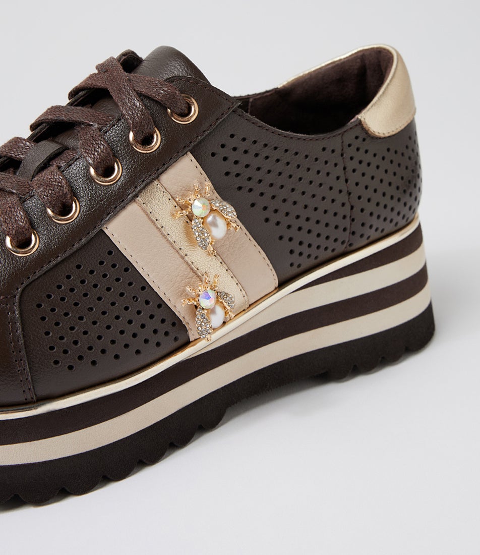 Eaglesy Choc Milk Multi Lace Up Flats